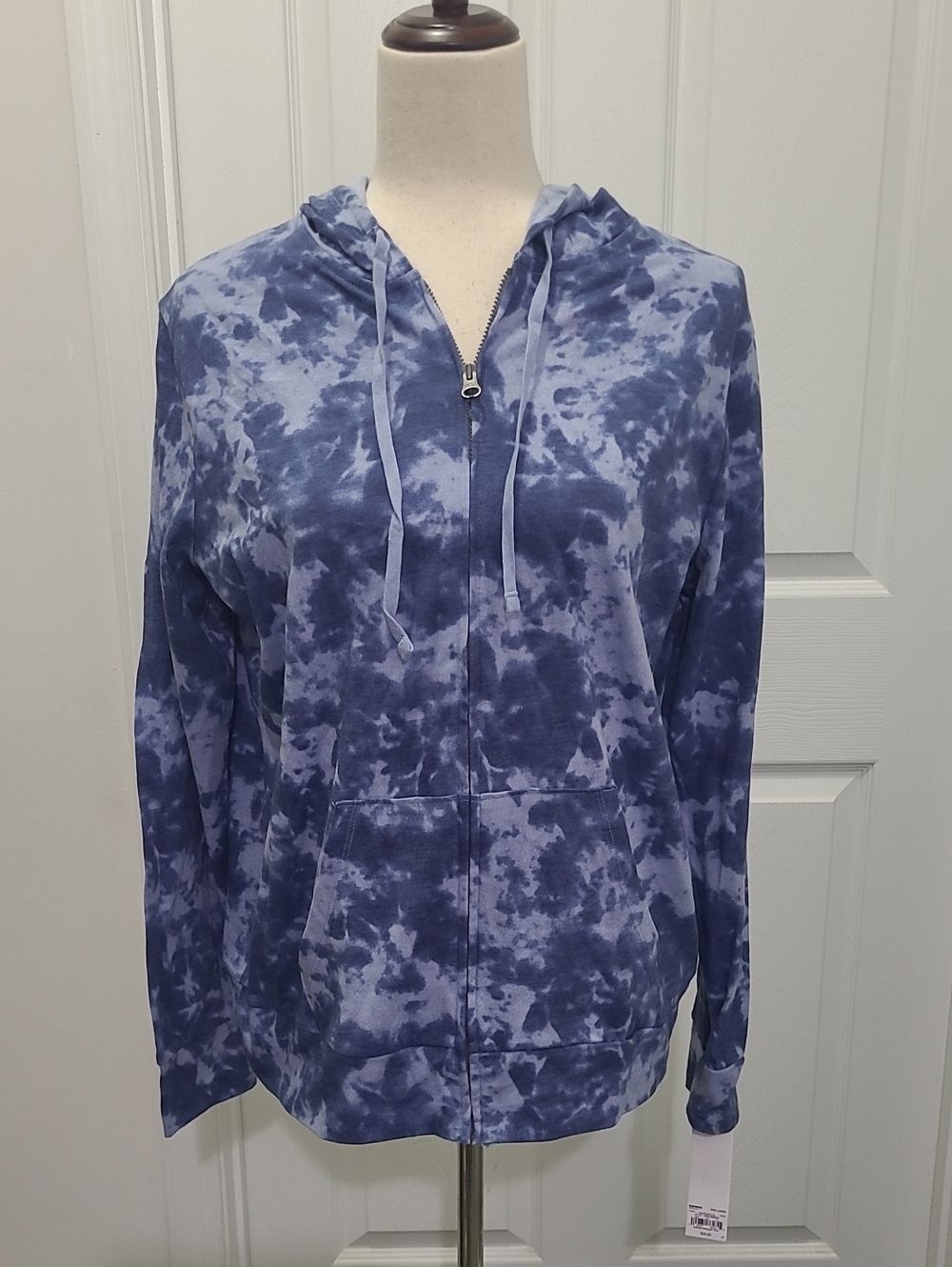 Sonoma Goods For Life Blue Tie-Dye Zip Hoodie Jacket - Women